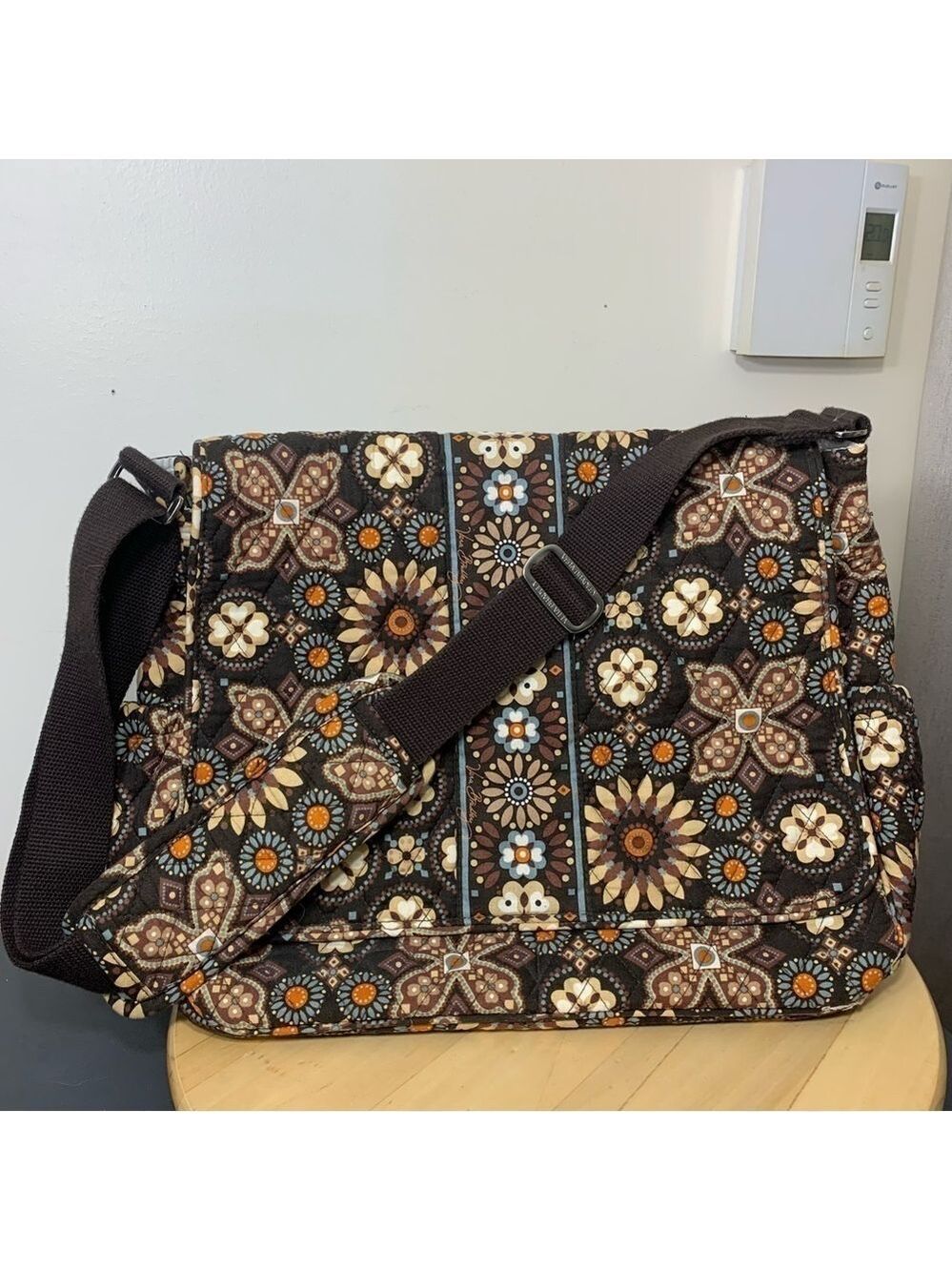 Vera Bradley Crossbody Baby Diaper Messenger Floral Travel Bag Brown Ajust Strap - Picture 13 of 13